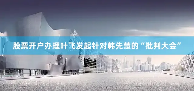股票开户办理叶飞发起针对韩先楚的“批判大会”